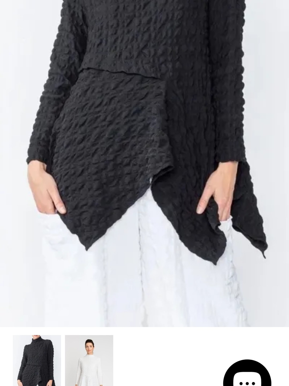 IC COLLECTION Black Textured Asymmetric Top - NWT!
